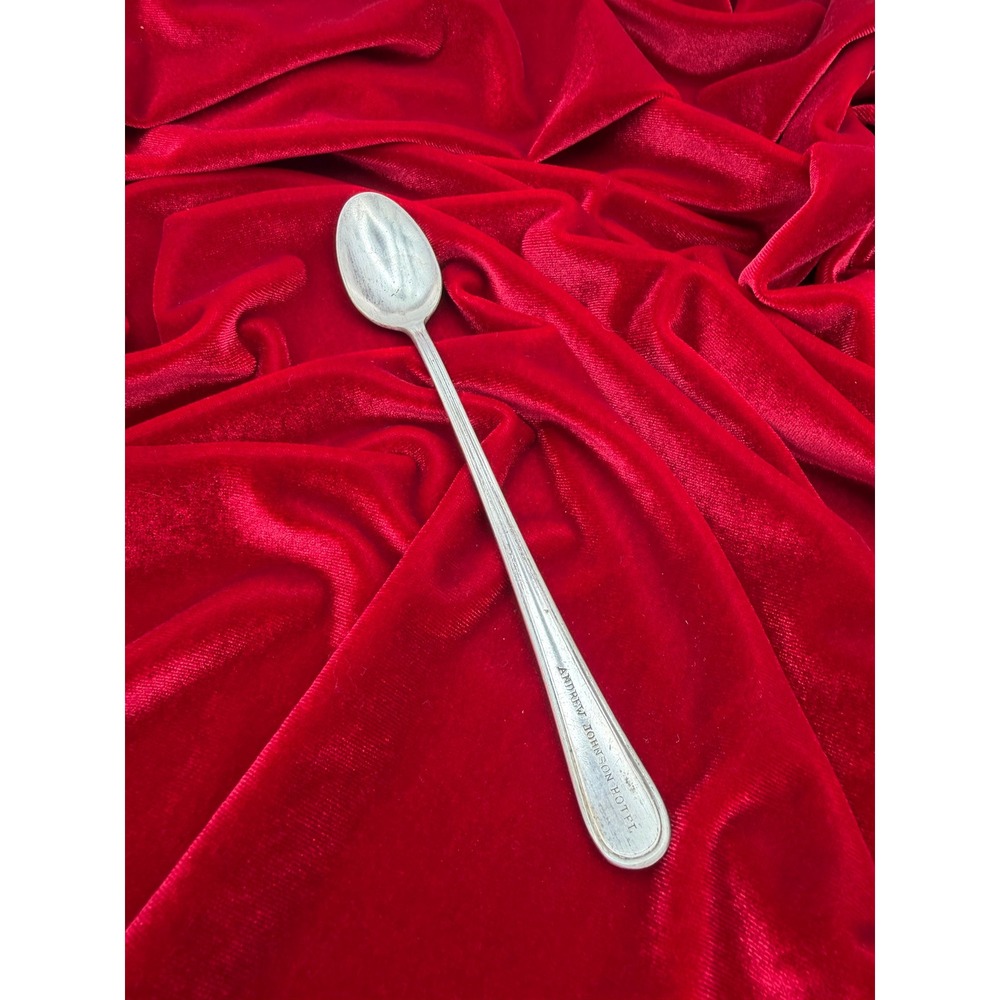 Vintage Andrew Johnson Hotel Silver Iced Tea Spoon Reed & Barton Flatware 7.75"